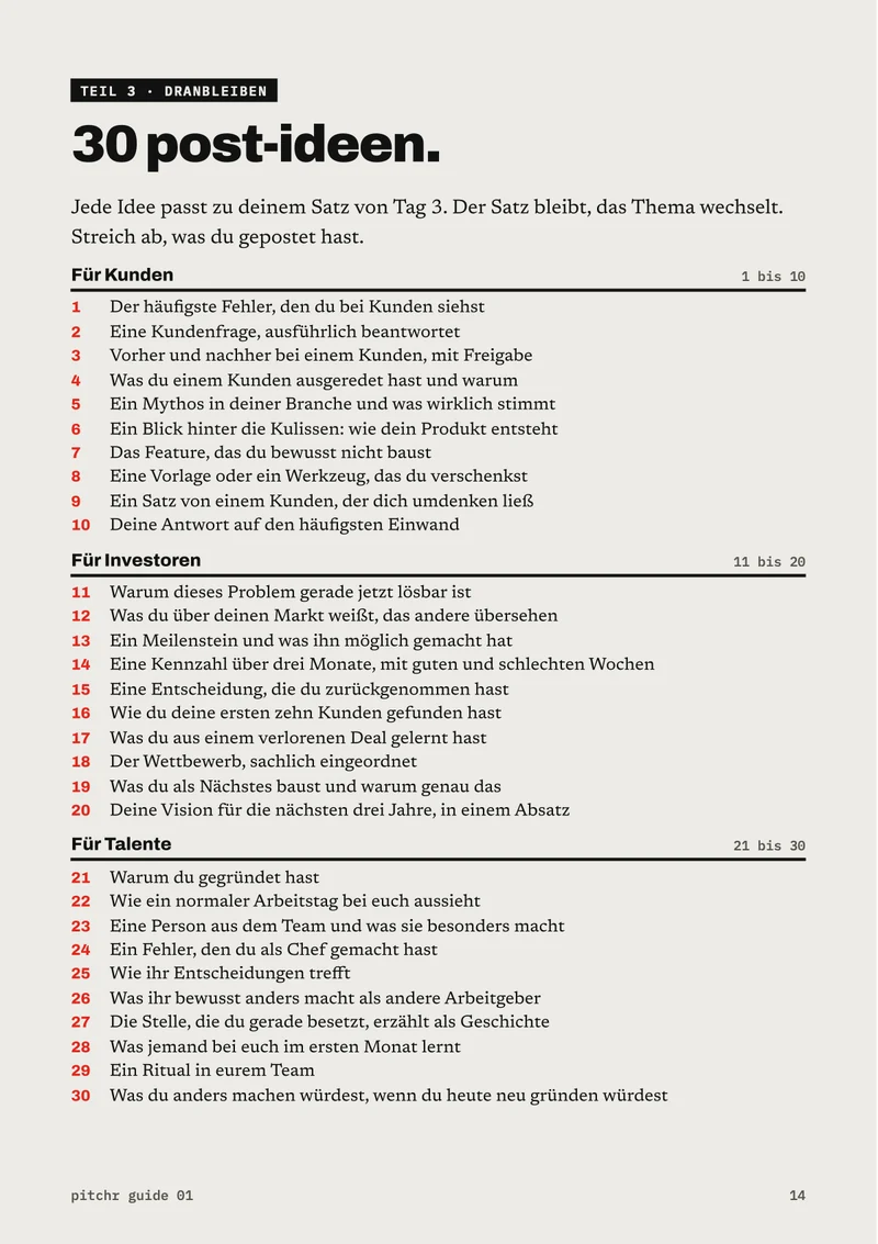 Seite 14 aus dem Guide: 30 Post-Ideen für Kunden, Investoren und Talente